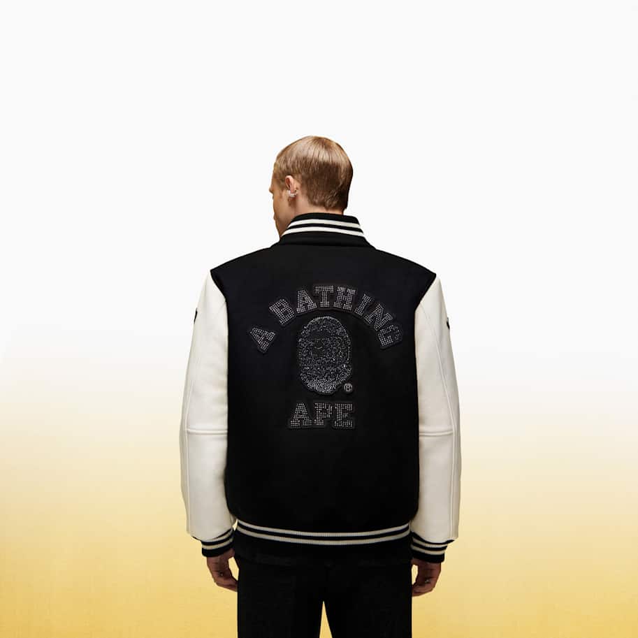 A BATHING APE® Shark Hooded Varsity Jacket